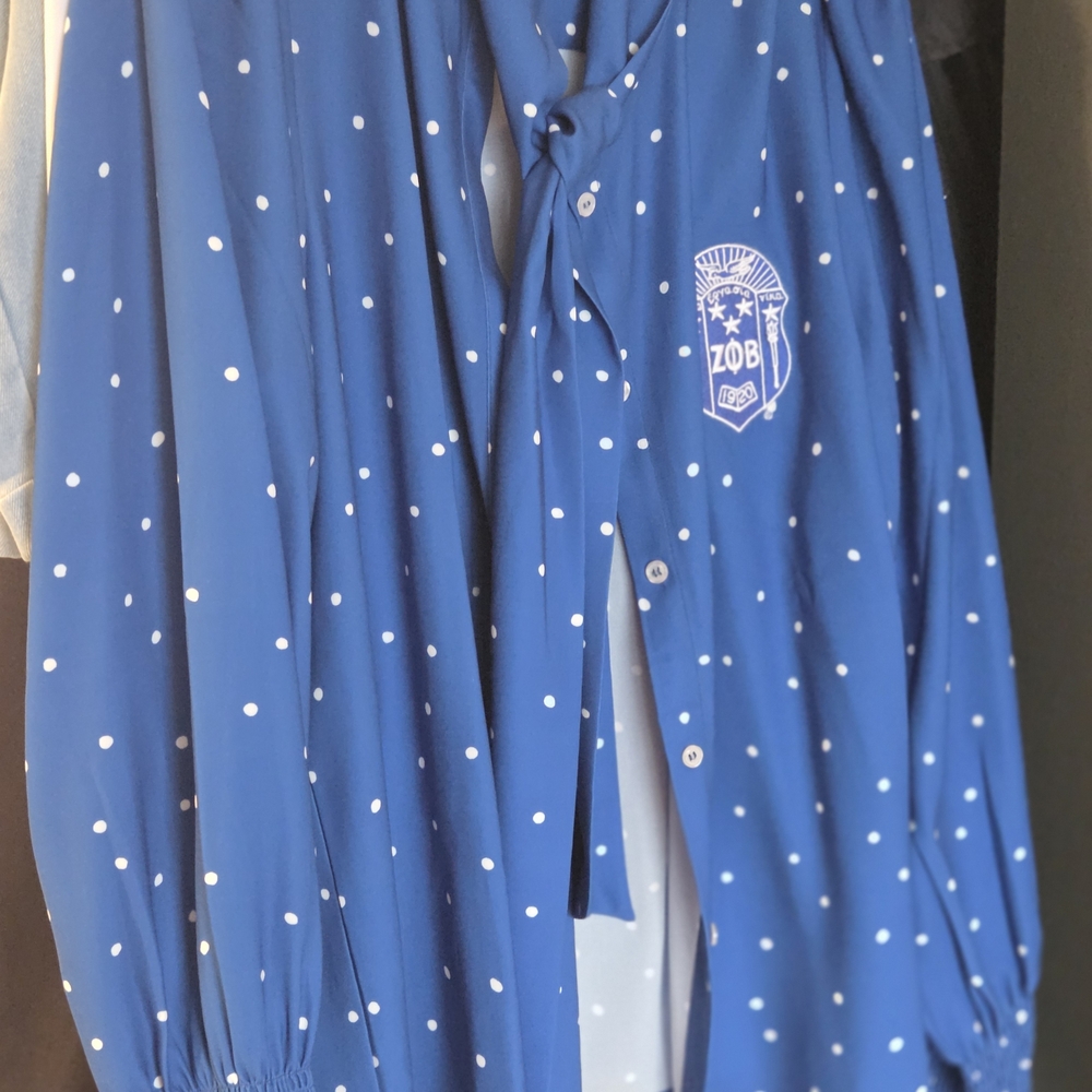 Blue Polka Dot Button-Up Shirt